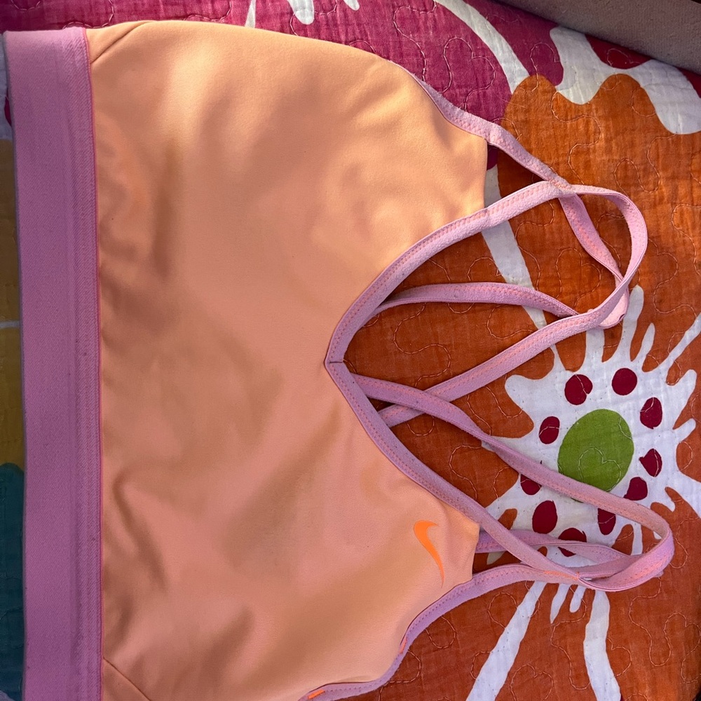 Orange Nike sports bra